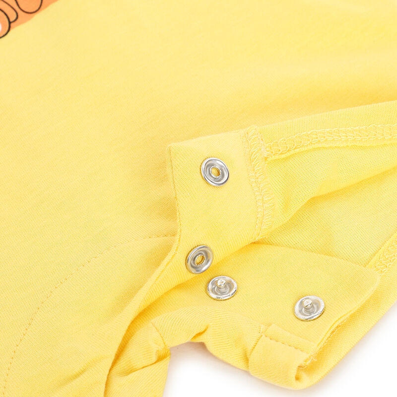 Boys Medium Yellow Printed Short Sleeve Rompers image number 3